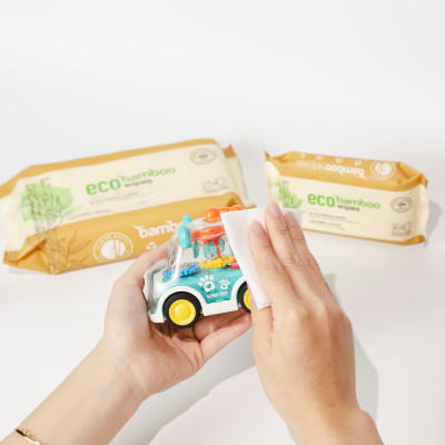 Khăn giấy ướt cao cấp EcoWipes vải sợi tre sinh thái Bamboo không mùi có thể phân hủy trong môi trường
