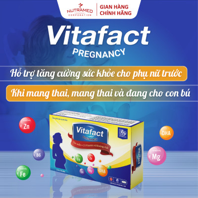 Viên uống Vitafact Pregnancy hỗ trợ bổ sung dưỡng chất và dự phòng dị tật cho thai nhi (30 viên) - Nutramed