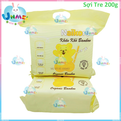 Khăn Khô, Khăn Vải Khô Đa Năng AIKO Bambo Luxury 200 tờ/bịch (KT: 15x18cm) Siêu Mềm Mại, An Toàn Cho Da Bé