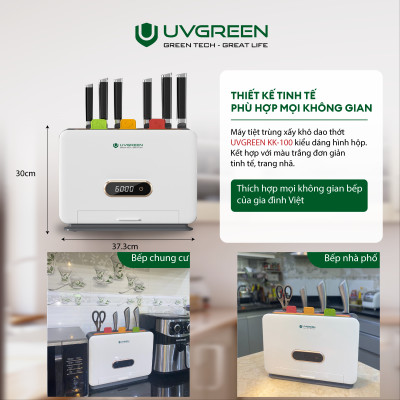 Máy tiệt trùng sấy khô dao thớt UVGREEN KK100 - HÀNG CHÍNH HÃNG - Sấy Khô 70’C - Khử khuẩn UVC 99.99% - Công Nghệ Mỹ - Bảo Hành 12 Tháng