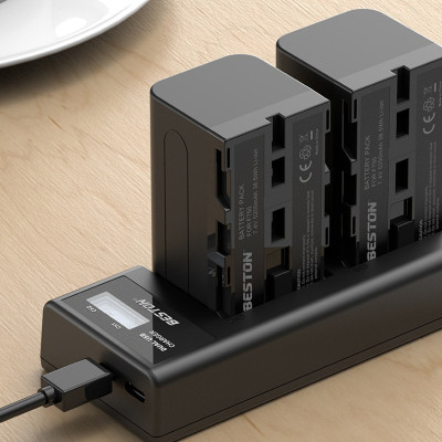 Bộ Pin F960/F750 7200mAh + Sạc Beston Dùng Cho Máy Ảnh Sony 6D 70D 60D 80D 5D3 5D2 6D2 7D2 5DSR 90D NX5 TRV1 TRV3 NX100 - Hàng nhập khẩu