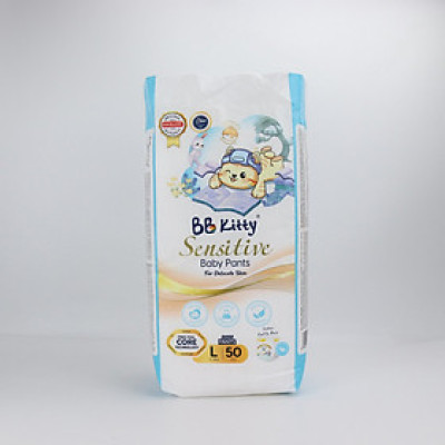 [L50]Tã/Bỉm Quần  BB KITTY SENSITIVE dành cho da Nhạy Cảm size L 50 miếng/ 09 - 14 kg mẫu mới