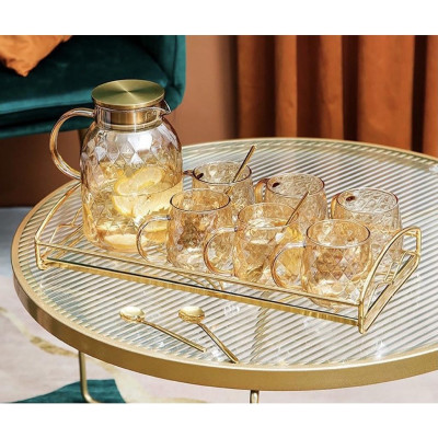 BÌNH ĐỰNG NƯỚC THỦY TINH CAO CẤP CHỊU NHIỆT LÊN TỚI 400 ĐỘ C MÀU VÀNG VÂN KARO CHÉO