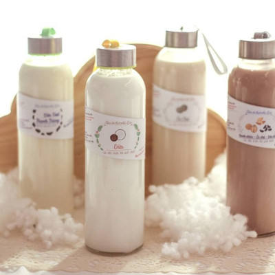 Bộ 4 bình thủy tinh dây xách nắp bạc 500ml