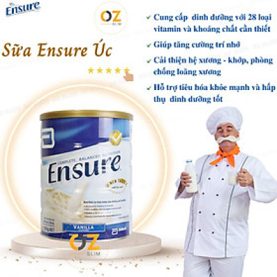 Sữa Ensure Úc cho người già, gầy yếu, suy dinh dưỡng, người sau phẫu thuật, giúp hồi phục sức khỏe 850gr/lon