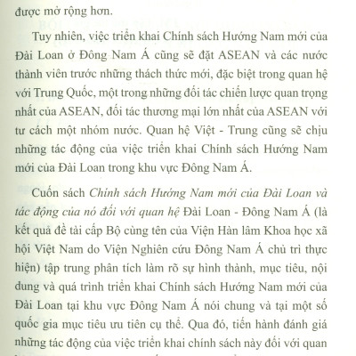 Chính Sách Hướng Nam Mới Của Đài Loan Và Tác Động Của Nó Đối Với Quan Hệ Đài Loan - Đông Nam Á (Sách chuyên khảo)