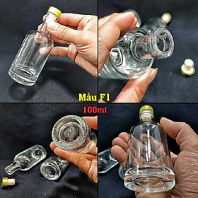 Chai Thủy Tinh 100ML cao cấp mẫu vốt ka – Lọ thủy tinh 100ML siêu trong – Chai đựng rượu mini (F1)