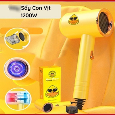 Sấy tóc mini hình con vịt vàng , phụ kiện tóc làm đẹp không thể thiếu của chị e phụ nữ