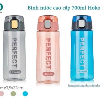 Bình nước thể thao - Bình nước chịu nhiệt 700ml Hokori Việt Nhật. Không mùi ,kháng khuẩn, không chứa BPA an toàn tuyệt đối cho sức khỏe tặng kèm hình dán sticker- Hàng chính hãng