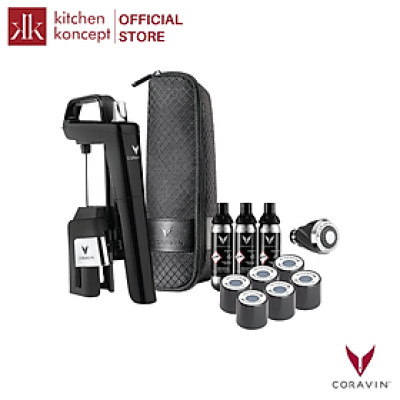 Coravin - Bộ Dụng Cụ Chiết Rượu Timeless Six+ Màu Piano Black - 14 Món