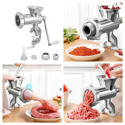 Xay Thịt Quay Tay Bằng Gang Size 10 - Sản Phẩm Cao Cấp Kèm 3 Ống Nhồi Xúc Xích