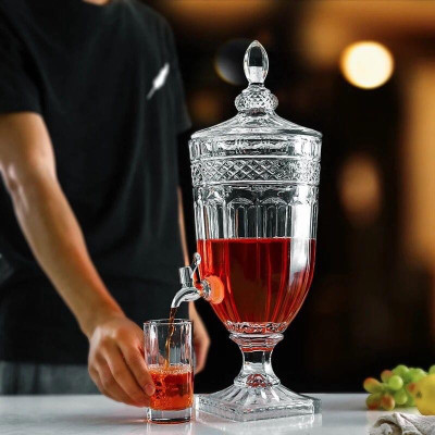 BÌNH THỦY TINH ĐỰNG NƯỚC CÓ VÒI VẶN INOX ĐA NĂNG CRYSTAN - VD64  ( GIAO HOA VĂN NGẪU NHIÊN ) 