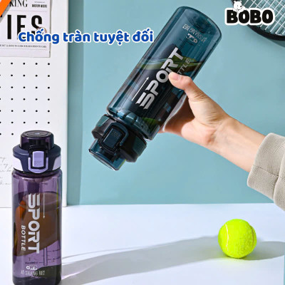 Bình Nước Thê Thao 650ML Có Khóa, Có Chia Vạch , Ron Chống Tràn , Bình Nhựa Tập Gym , Chạy Bộ , Sport Chất Liệu Nhựa PP An Toàn - Hàng chính hãng