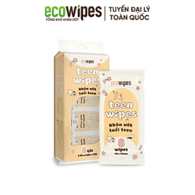 Khăn giấy ướt mini size EcoWipes gói 8 tờ không mùi nhỏ gọn tiện dụng cho học sinh sinh viên