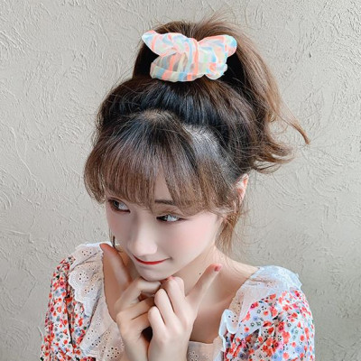 Dây buộc tóc Scrunchie kẻ ngang mầu sắc dễ thương HD83