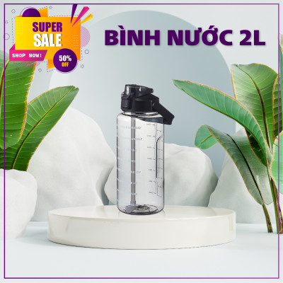 Bình Nước 2L 2000ML Cao Cấp Bình Đựng Nước Có Ống Hút (Giao Màu Ngẫu Nhiên)