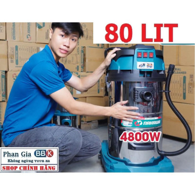 Hàng chính hãƞg, Máy Hút Bụi Công Nghiệp -Văn Phòng-Xưởng NAKAWA 80 Lít, Công Suất 4800W, Hàng chính hãƞg, BH 1 năm
