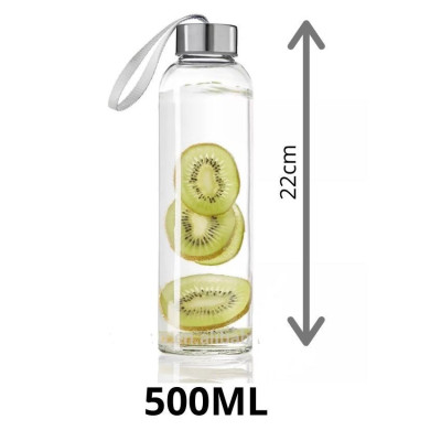 Bình Nước Thủy Tinh, Chai Detox Có Dây Xách 500ml Chai Thủy Tinh Đựng Nước 500ML - Nắp Thiếc Vặn Có Dây Treo (Bình Thủy Tinh Đựng Nước, Đựng Sữa - Chai Thủy Tinh Đựng Nước Ép)