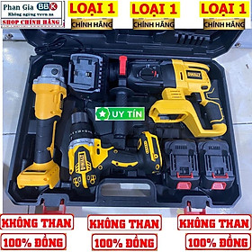 [chính hãƞg] Bộ Combo 3 Trong 1 Gồm Máy Khoan Đục Bê Tông, Máy Mài Và Máy Siết Bulong Dùng Pin 199V, 2 Pin 15 Cell