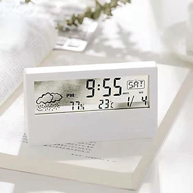 [ Tặng kèm pin ] Đồng hồ báo thức trong suốt decor trang trí phòng - Tích hợp Nhiệt kế đo nhiệt độ, Độ ẩm, đồng hồ nhiệt độ phòng Kỹ thuật số