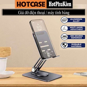 Giá đỡ kệ đỡ hợp kim nhôm cho điện thoại / máy tính bảng xoay 360 độ hiệu HOTCASE Rotation Stand - xoay mọi góc độ, thiết kế hợp kim nhôm nguyên khối cao cấp, chịu được trọng lượng 7.5kg - Hàng nhập khẩu