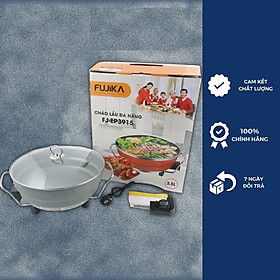 Nồi lẩu, chảo lẩu 3.5Lit men chống dính có thể chiên xào nấu FUJIKA có khung tay cầm chắc chắn, công suất 1350W-Hàng chính hãng, màu ngẫu nhiên