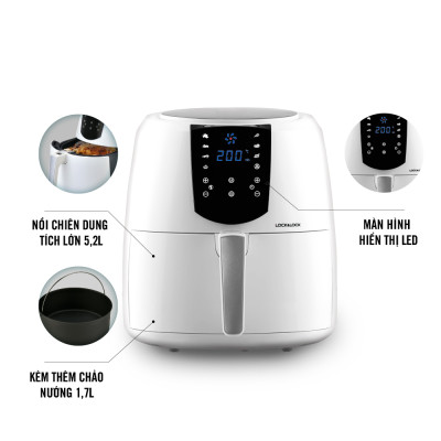 Nồi Chiên Không Dầu Lock&Lock EJF357WHT (5.2 Lít) - Hàng Chính Hãng
