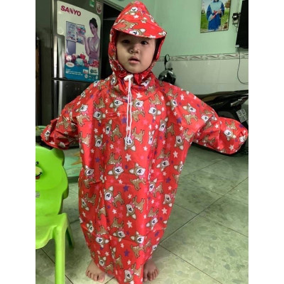 Áo mưa bít trẻ em từ 1 - 4 tuổi , vải dù chống thấm , họa tiết hoạt hình cute , kèm túi đựng xinh xắn , giao màu ngẫu nhiên