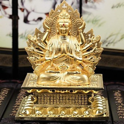 THANH LÝ Tượng Phật Quan Âm 2 Mặt Để Xe Ô Tô, Bàn Làm Việc Hợp Kim Cao Cấp