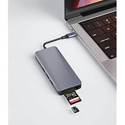 BỘ CHUYỂN WIWU ALPHA 12 IN 1 USB TYPE C HUB Chỉ Truyền Dữ Liệu, Không Được Hỗ Trợ Nguồn Điện - Hàng Chính Hãng 