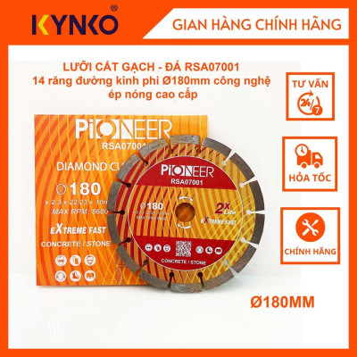 LƯỠI CẮT GẠCH - ĐÁ RSA07001 14 răng  đường kính phi Ø 180mm công nghệ ép nóng cao cấp