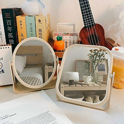 Gương trang điểm lúa mạch, gương trang điểm để bàn, gương xoay 360°