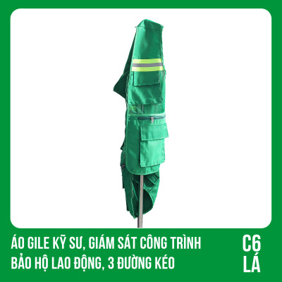 Áo Gile Kỹ Sư, Giám Sát Công Trình, Bảo Hộ Lao Động, 3 Đường Kéo - Mã C6 ( LÁ )