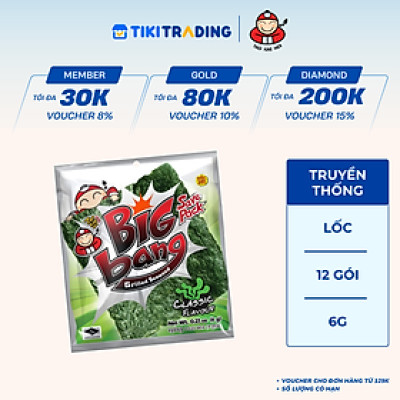Lốc 12 Gói Rong Biển Taokaenoi Big Bang Vị Truyền Thống 6G