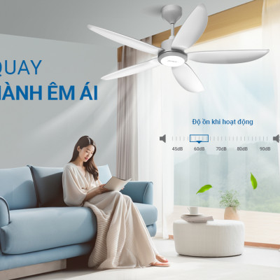 Quạt Trần Sunhouse Apex 5 cánh APF-7662 APF-7663, công suất 57W, cánh quạt sải rộng, điều khiển từ xa, Hàng chính hãng