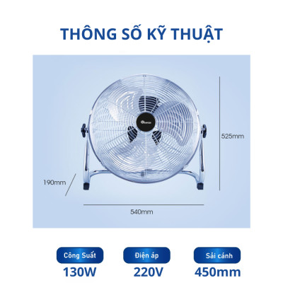 Quạt Công Nghiệp SOWUN SW828 Sải Cánh Nhôm 50cm, Công Suất 130W Diện Tích Làm Mát Rộng