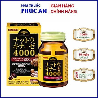 Viên uống chống đột quỵ tai biến Natto Kinase 4000FU Orihiro Nhật Bản 60 - 120 viên