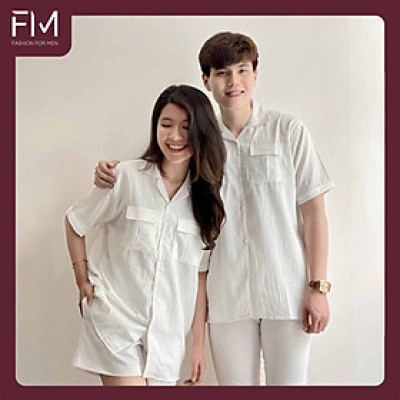 Áo sơ mi ngắn tay couple thời trang nam nữ, thun đũi trơn chất mát, phù hợp cho các bạn trẻ - FORMEN SHOP - FMHK003
