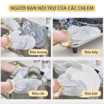Găng Tay Rửa Chén Sợi Bạc Cách Nhiệt Đa Năng - Bảo Vệ Tay, Tiện Dụng Trong Nhà Bếp - HÀNG CHÍNH HÃNG MINIIN