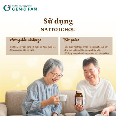 Combo 2 Hộp Viên Uống Bổ Não, Ngừa Đột Quỵ Tai Biến, Giúp Ngủ Ngon Nattokinase 3000FU Natto Ichou Genki Fami Nhật Bản
