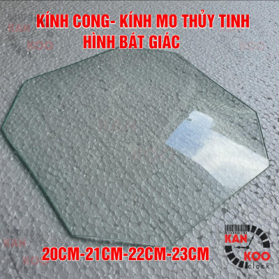 Kính CONG (MO) hình bát giác đứng (bằng thủy tinh 2-3mm) dùng cho đồng hồ treo tường, đồng hồ cổ, đồng hồ  treo tường mặt hình bát giác đứng