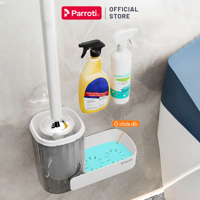 Cây Cọ Bồn Cầu Thông Minh 2 Trong 1, Dán Tường, Có Khay Đựng Nước Tẩy Rửa, Đầu Cọ Cước Mềm Parroti  Slim - SL05