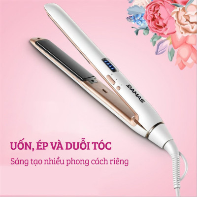 Máy Uốn Tóc, Máy Ép Tóc, Duỗi Tóc Đa Năng Kiểu Hàn Quốc DAMAS DH6120 - Thiết kế với 4 mức nhiệt tùy chỉnh phù hợp với nhiều loại tóc khác nhau giúp duỗi thẳng, làm xoăn tóc chuẩn Salon ngay tại nhà mà không cần phải ra cửa tiệm - Hàng Chính Hãng