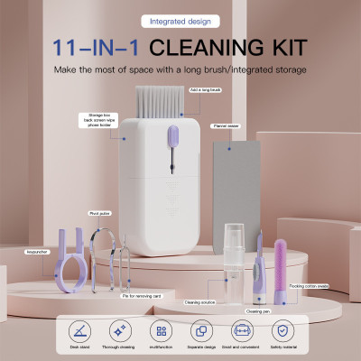 Bộ Dụng Cụ Vệ Sinh Đa Năng 11in1 dùng cho Laptop / Điện Thoại / Bàn Phím / Tai Nghe / Airpods / iPhone / iPad - Hàng Chính Hãng