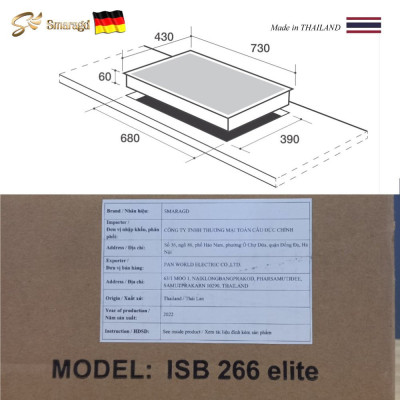 BẾP TỪ SMARAGD ISB-266 ELITE – 2 VÙNG NẤU – NHẬP KHẨU NGUYÊN CHIẾC TỪ THÁI LAN( Hàng chính hãng)