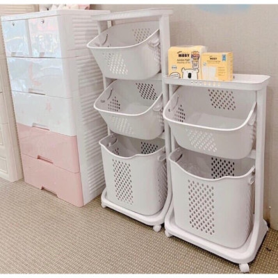 Kệ đựng đồ đa năng 3 tầng có bánh xe dễ dàng di chuyển