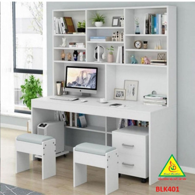 Bàn làm việc, bàn học liền kệ gỗ MDF BLK401 - Nội thất lắp ráp Viễn Đông Adv