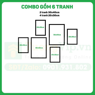 [KHỔ LỚN] SET 6 Tranh Laminate Tráng Gương - Tranh Treo Tường Phong Cách Bắc Âu - Scandinavian Sắc Vàng