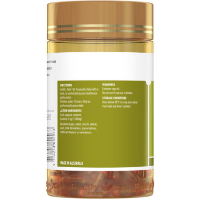 Mầm Đậu Nành Healthy Care Super Lecithin 1200mg 100 Viên hỗ trợ làm đẹp da giúp da căng đẹp mịn màng, sắc mặt hồng hào, tươi trẻ, tăng cường nội tiết tố nữ, bổ sung nguồn dưỡng chất thiết yếu thích hợp với sự hấp thụ của chị em phụ nữ