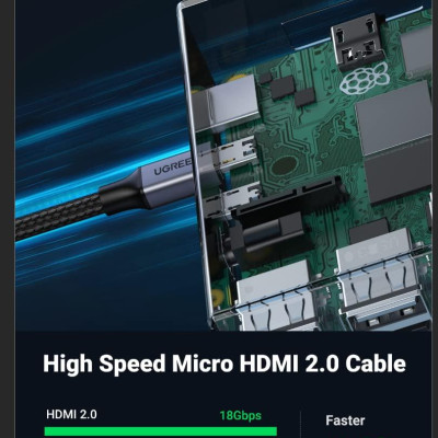 Ugreen UG10550HD109TK 1M 4k 60hz Cáp chuyển Micro HDMI sang HDMI đầu kim loại dài 1M - HÀNG CHÍNH HÃNG